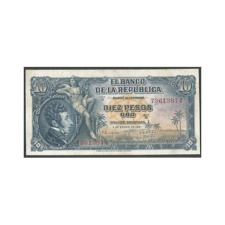Billete de 10 Pesos 2 ene 1961 BGW176