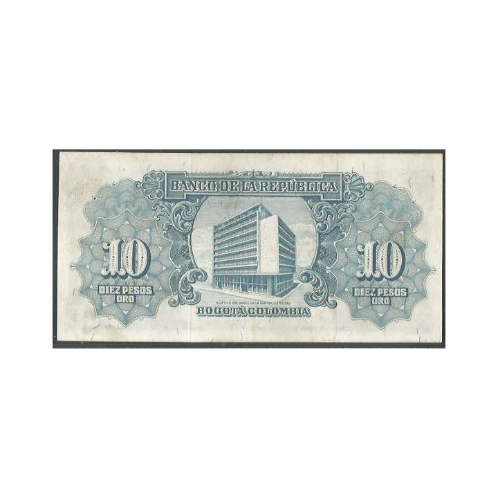 Billete de 10 Pesos 2 ene 1961 BGW176 reverso