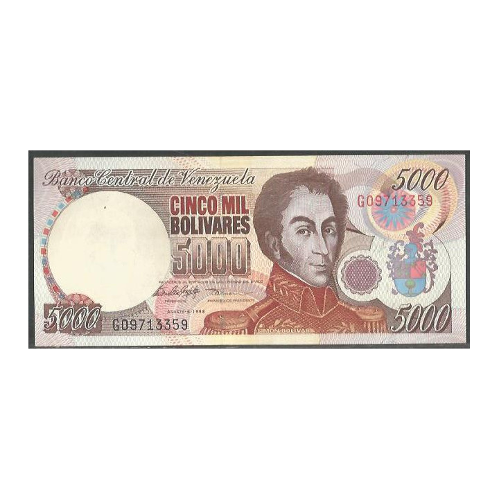 Venezuela 5.000 Bolivares 6 Ago 1998 G 8 Dig P78c