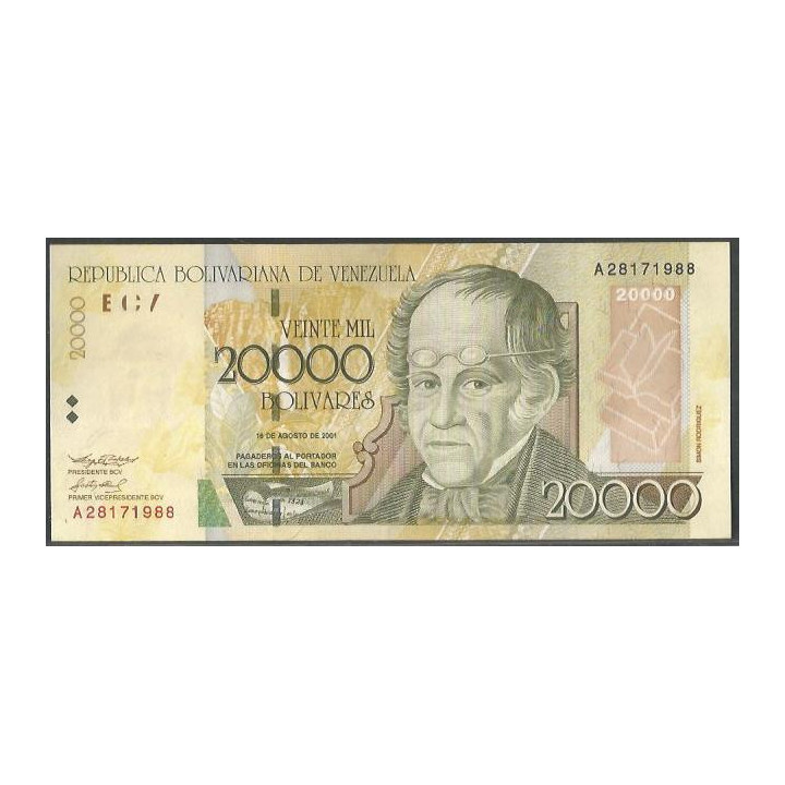 Venezuela 20.000 Bolivares 16 Ago 2001 A 8 Dig P86a