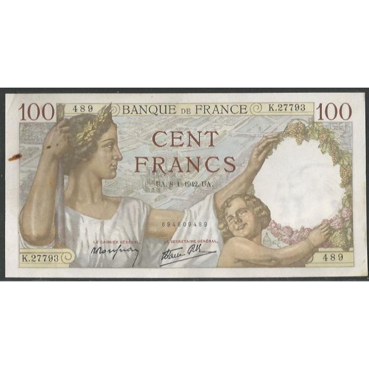 Francia 100 Francs 8 Ene 1942 P94