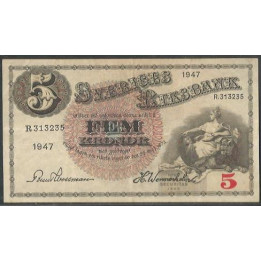 Suecia 5 Kronor 1947 P33ad