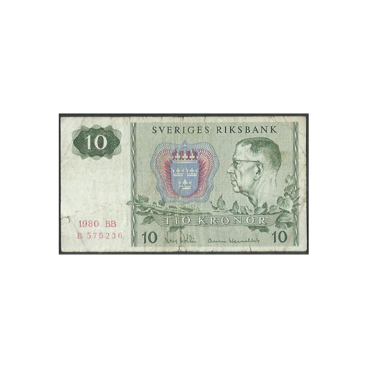 Suecia 10 Kronor 1980 P52e