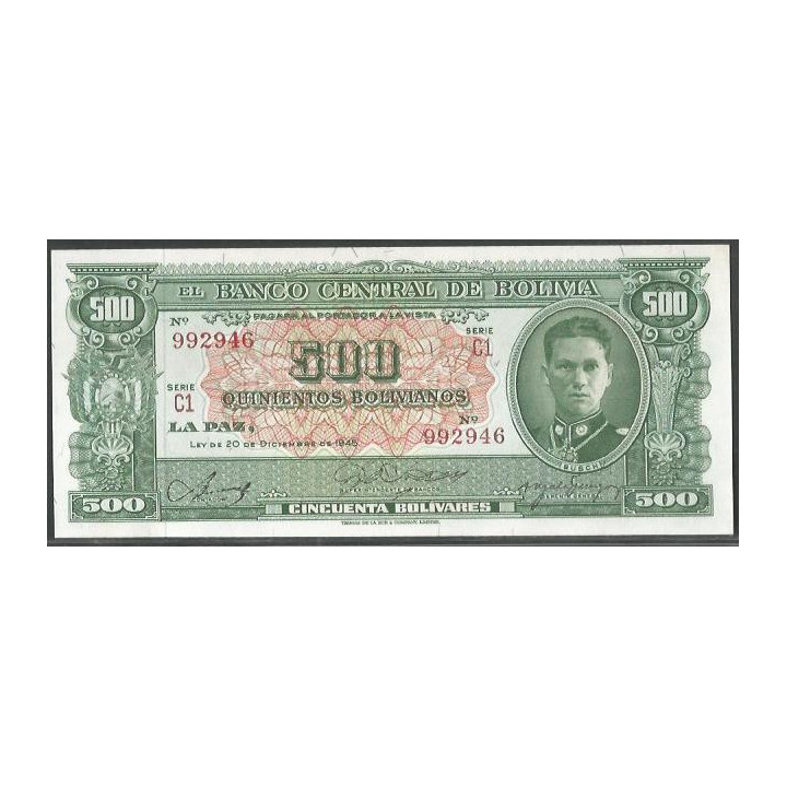 Bolivia 500 Bolivianos L 20 Dic 1945 Serie C1 P148