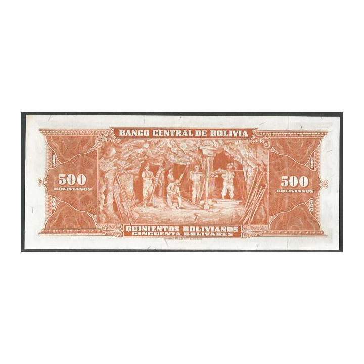 Bolivia 500 Bolivianos L 20 Dic 1945 Serie C1 P148 reverso