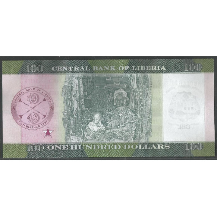 Liberia 100 Dollars 2022 P41b reverso
