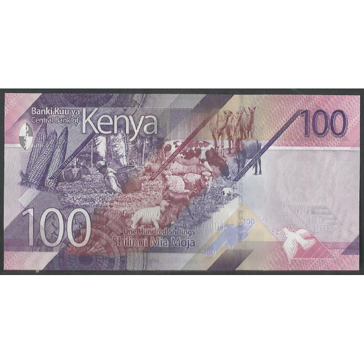 Kenya 100 Shillingi 2019 P53a reverso