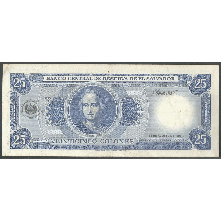 El Salvador 25 Colones 26 May 1995 P142a reverso