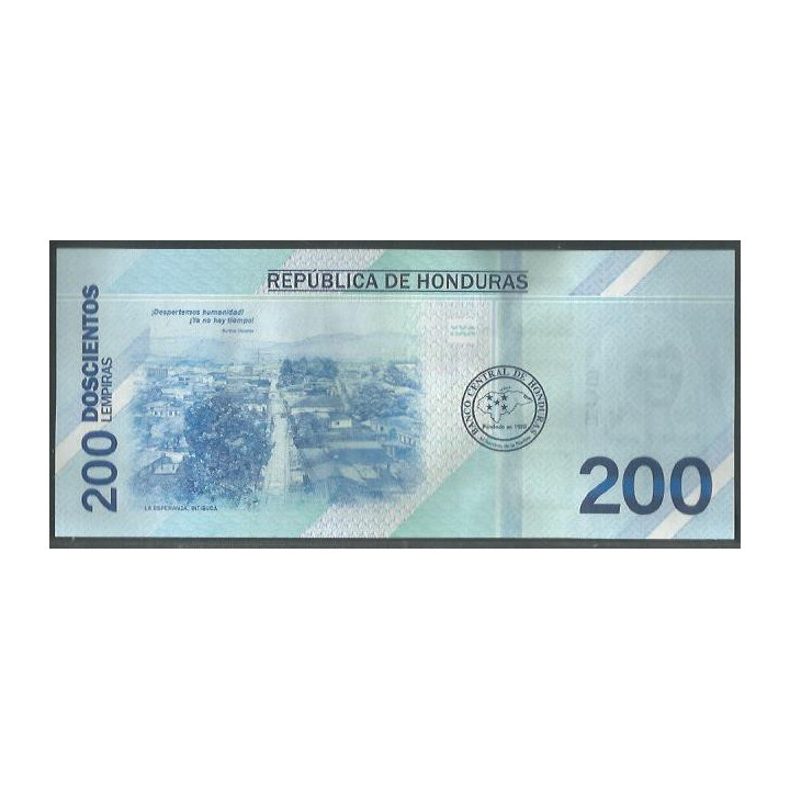 Honduras 200 Lempiras 9 Nov 2023 P114 reverso