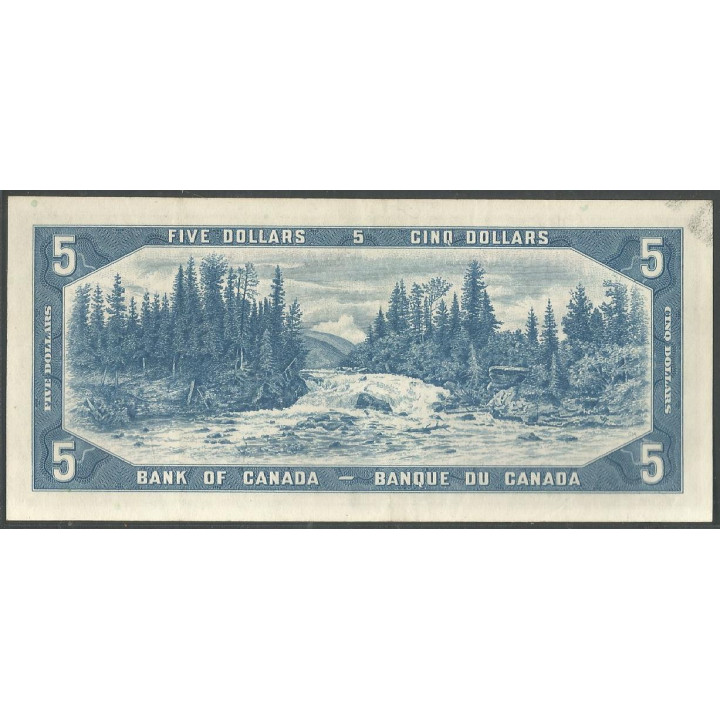 Canada 5 Dollars 1954 (1961-71) P77b reverso
