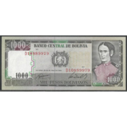 Bolivia 1.000 Pesos Bolivianos D 25 Jun 1982 Serie D P167a