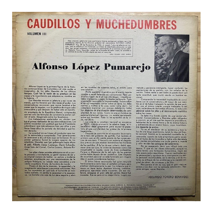 Caudillos y muchedumbres Alfonso Lopez Pumarejo reverso