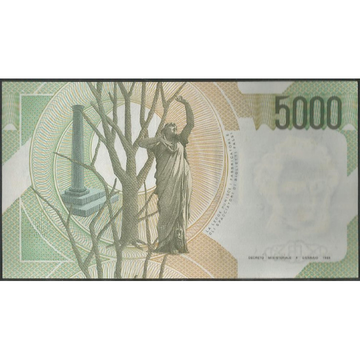 Italia 5.000 Liras 4 Ene 1985 P111c reverso
