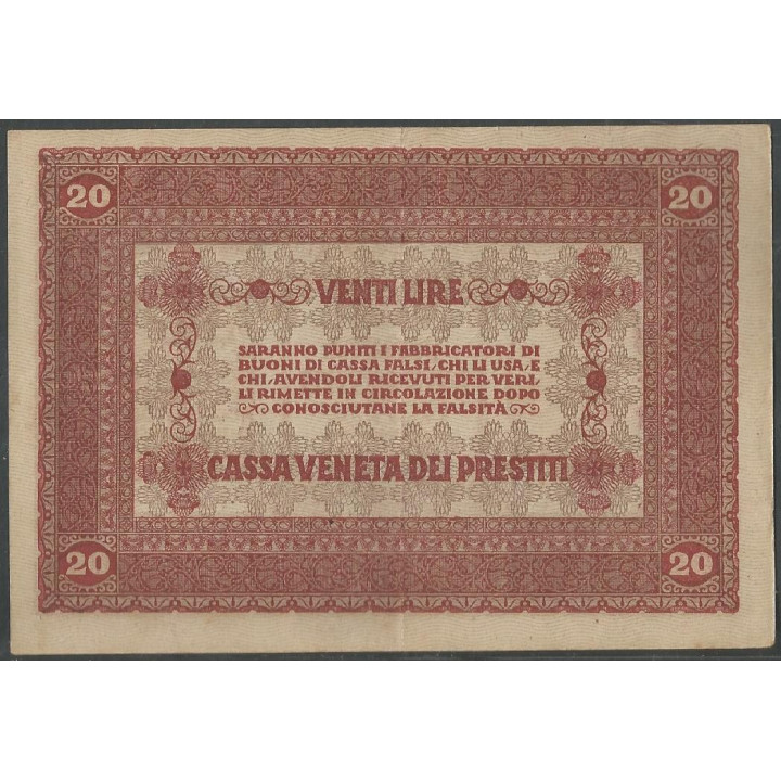 Italia - Casa Veneta di Prestiti 20 Lire 2 Ene 1918 PM7 reverso
