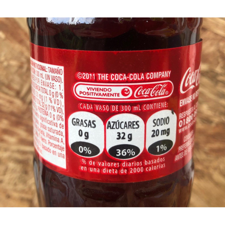 Botella 300 Ml No Retornable Banda Metálica Roja reverso