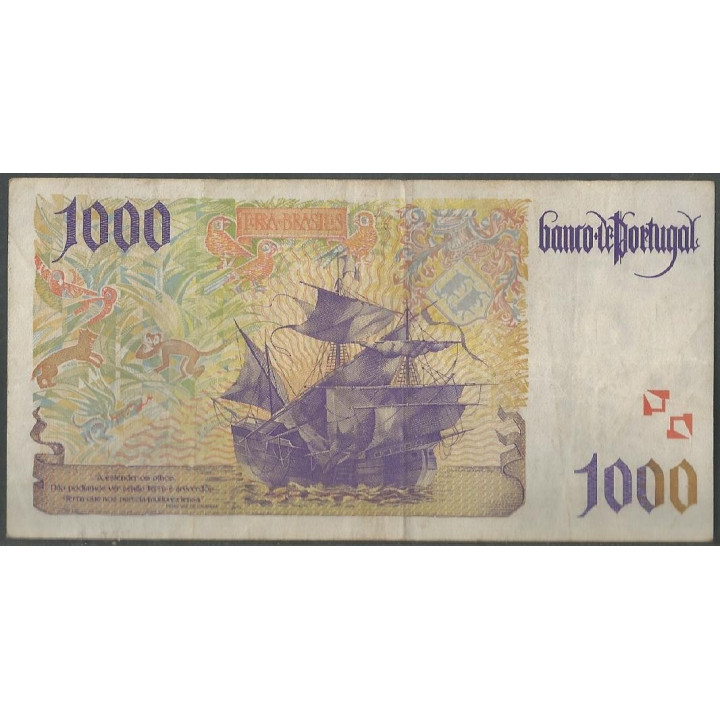 Portugal 1.000 Escudos 31 Oct 1996 P188b reverso