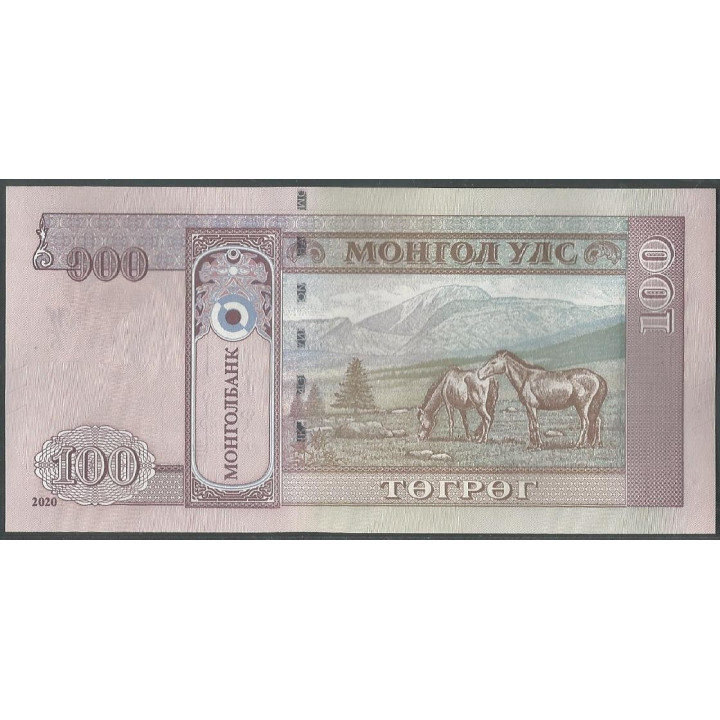 Mongolia 100 Tugrik 2020 P73 reverso