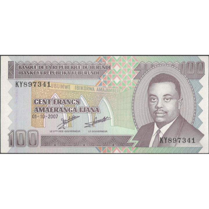 Burundi 100 Francs 1 OCT 2007 P37f