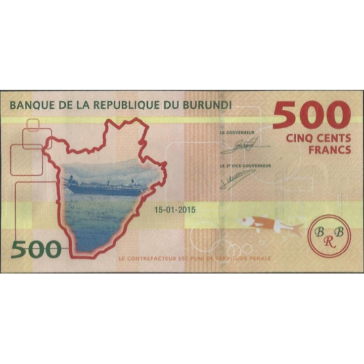 Burundi 500 Francs 15 Ene 2015 P50