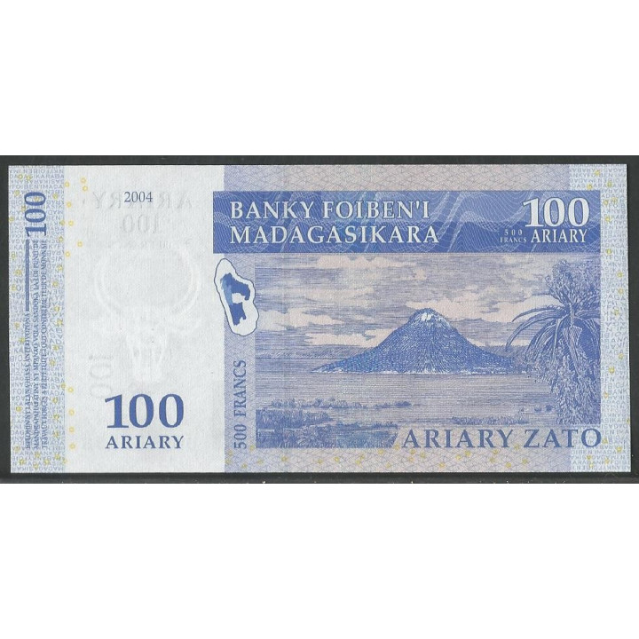 Madagascar 100 Ariary 2004 Firma 6 P86b reverso
