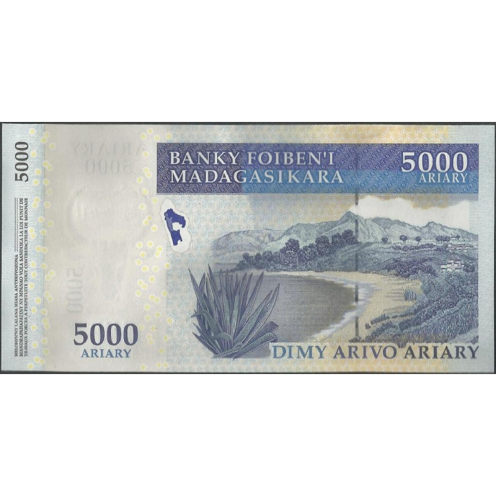Madagascar 5.000 Ariary ND2008 P94a reverso