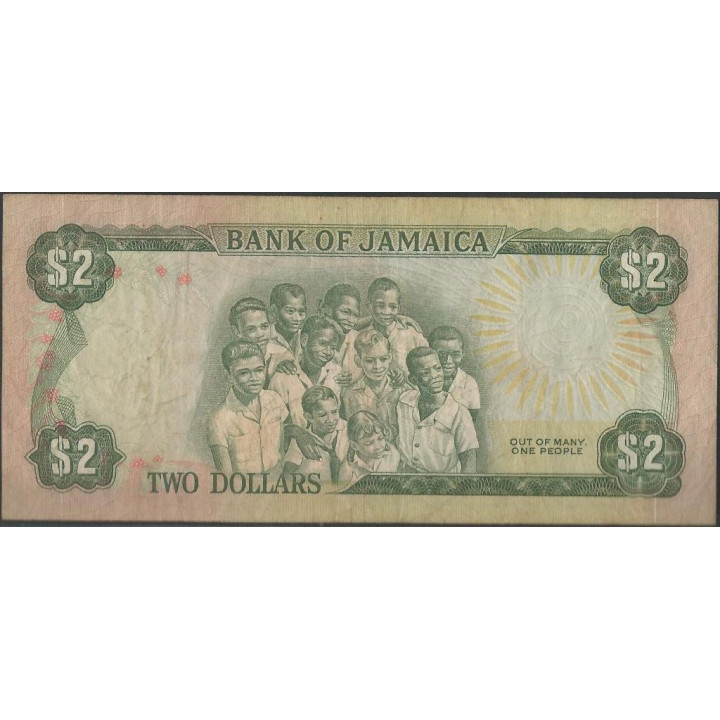 Jamaica 2 Dollars L1960 (1976) P60b reverso