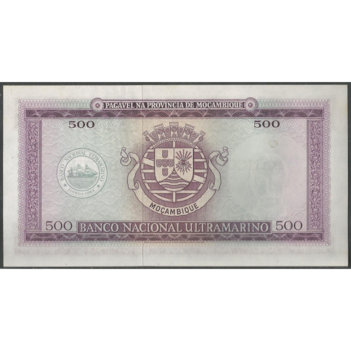Mozambique 500 Escudos ND1976 P118 reverso