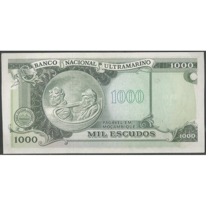Mozambique 1000 Escudos ND1976 P119 reverso