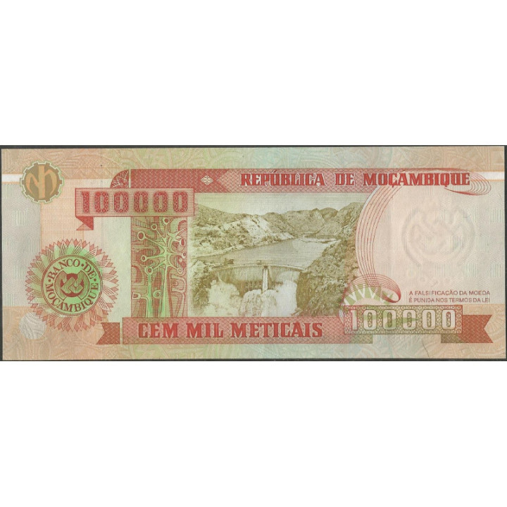 Mozambique 100.000 Meticais 16 Jun 1993 P139 reverso