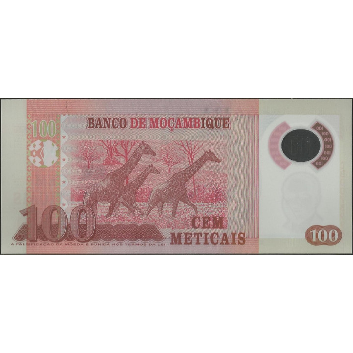 Mozambique 100 Meticais 16 Jun 2011 P151a reverso