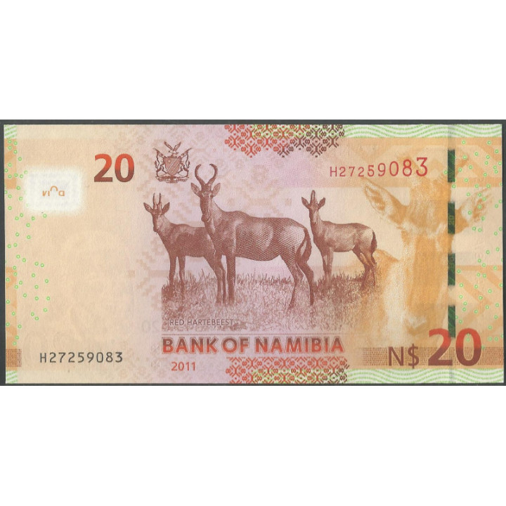 Namibia 20 Dollars 2011 P12a reverso