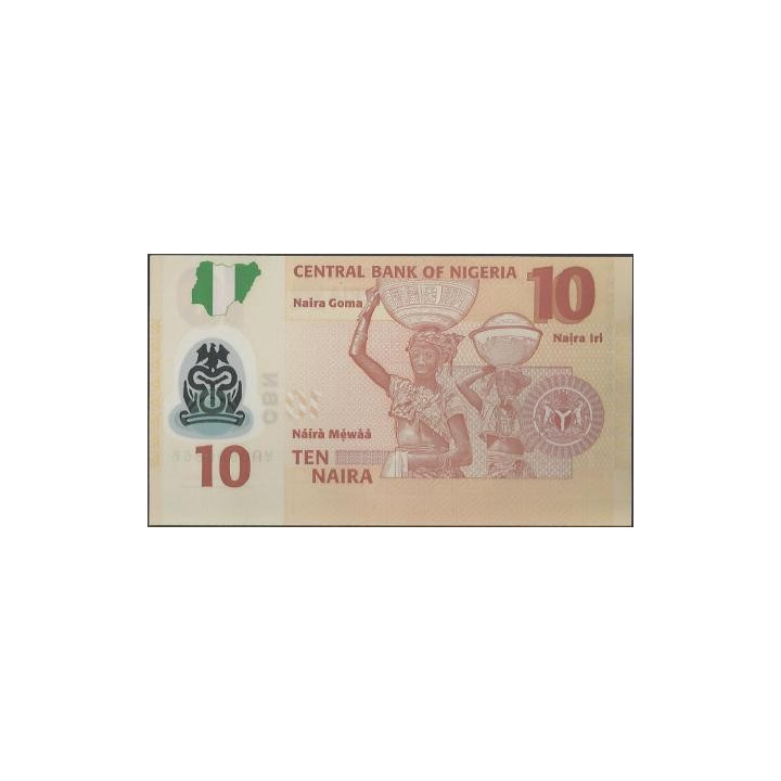 Nigeria 10 Naira 2011 P39c reverso