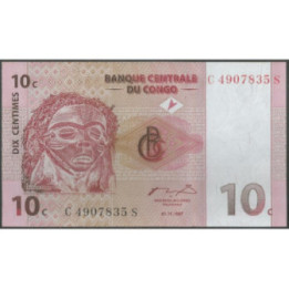 Rep. Democratica Del Congo 10 Centimes 1 Nov 1997 P82a