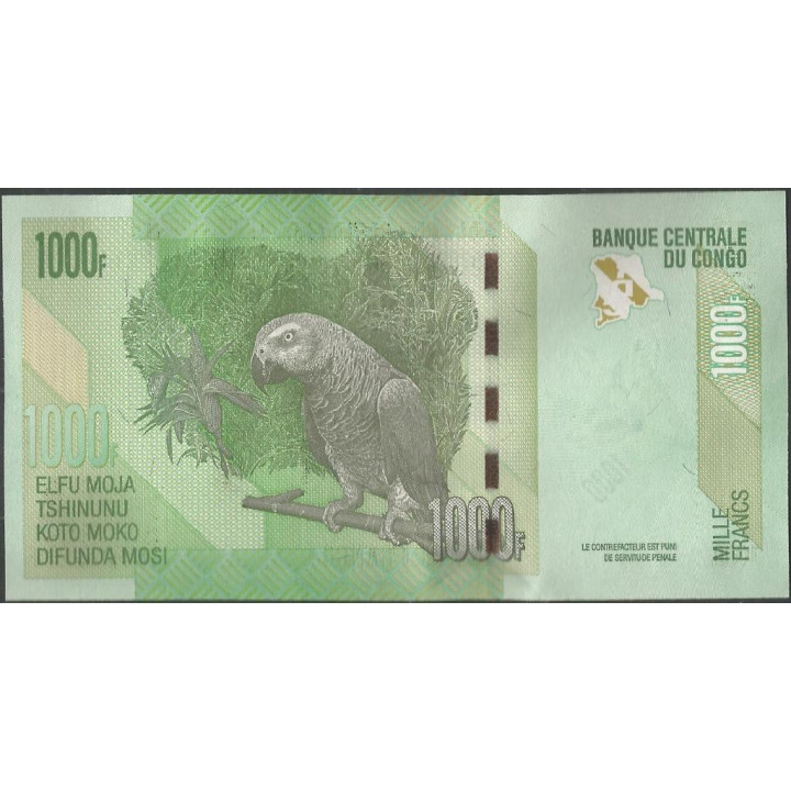 Rep Democratica del Congo 1.000 Francs 30 Jun 2013 P101b reverso