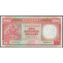 Hong Kong - THK&SBC 100 Dollars 1 Ene 1991 P198c