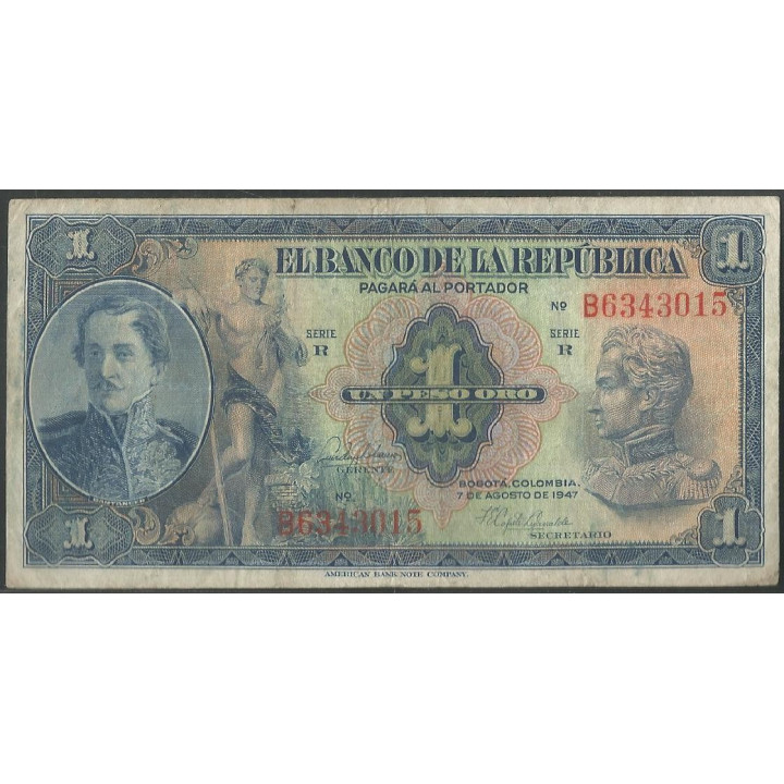 Billete de 1 Peso 7 ago 1947 B BGW033
