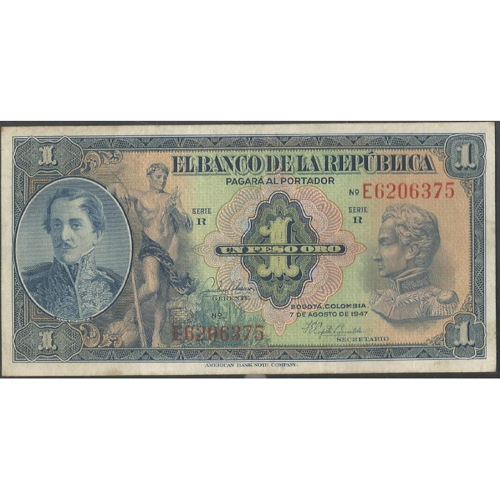 Billete de 1 peso 7 ago 1947 E 7 dig. BGW039