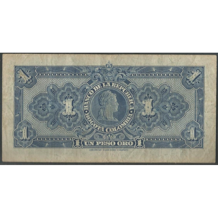 Billete de 1 Peso 1 ene 1950 7 dig. BGW041 reverso