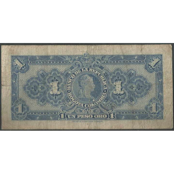 Billete de 1 Peso 1 ene 1950 8 dig. BGW042 reverso