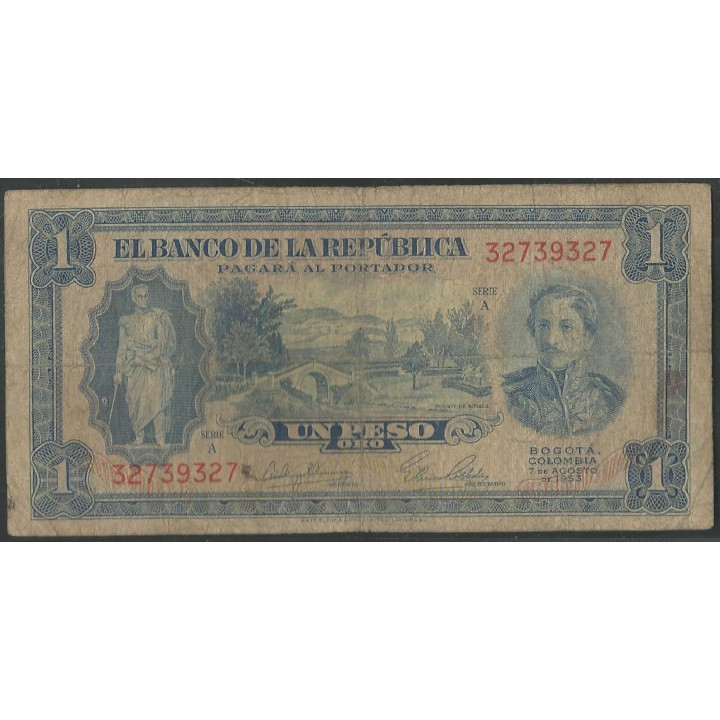 Billete de 1 Peso 7 ago 1953 BGW043