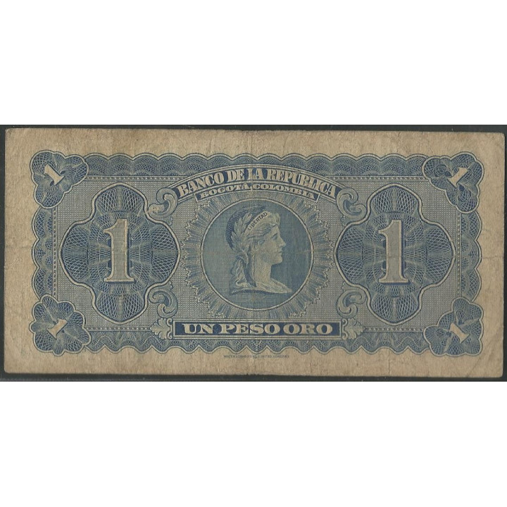 Billete de 1 Peso 7 ago 1953 BGW043 reverso