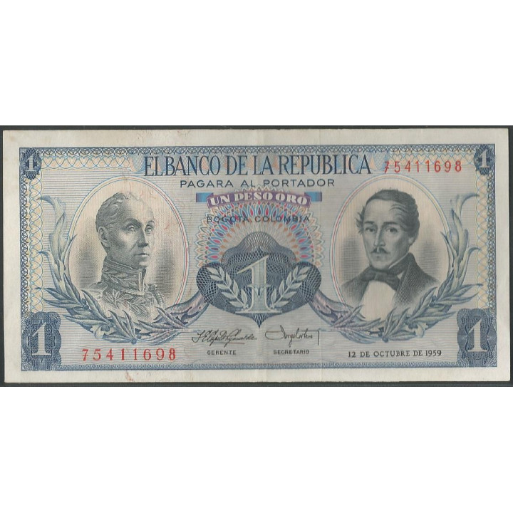 Billete de 1 Peso 12 oct 1959 BGW045