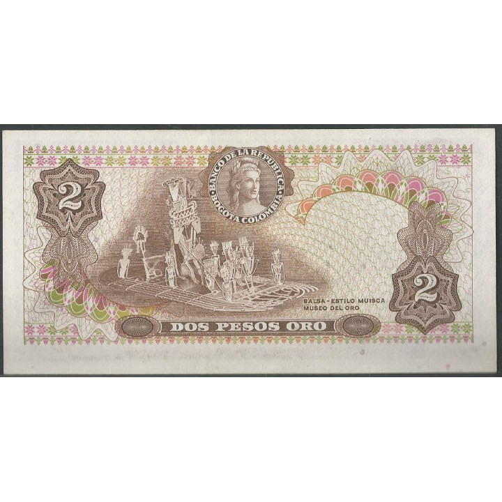 Billete de 2 Pesos 1 ene 1972 BGW093 reverso