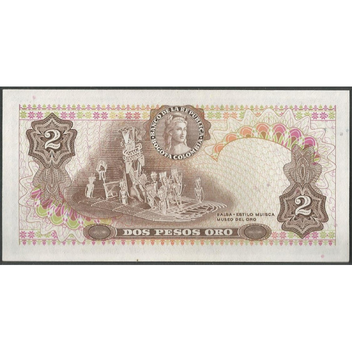 Billete de 2 Pesos 1 ene 1973 BGW095 reverso