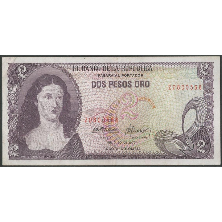 Billete de 2 Pesos 20 jul 1977 BGW100