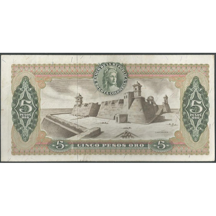 Billete de 5 Pesos 11 Nov 1965 BGW130 reverso