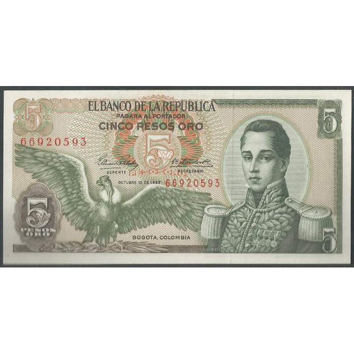Billete de 5 Pesos 12 Oct 1967 BGW132