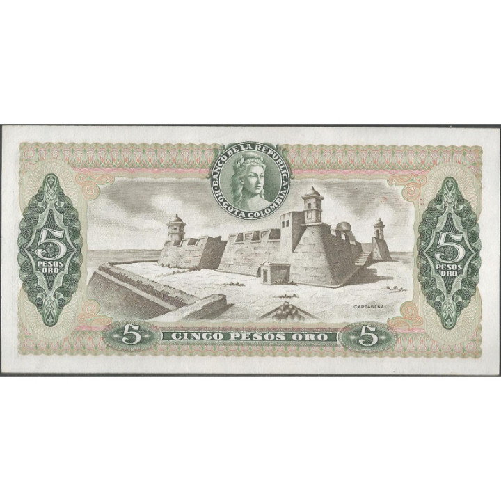 Billete de 5 Pesos 20 jul 1974 BGW141 reverso
