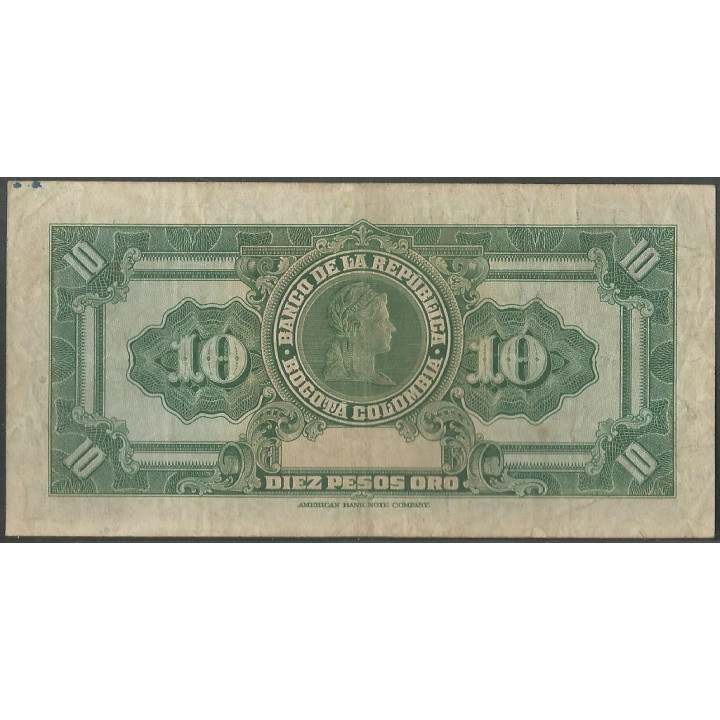 Billete de 10 Pesos 1 Ene 1950 BGW172 reverso