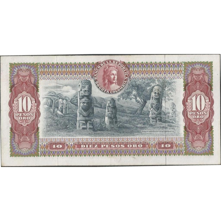 Billete de 10 Pesos 20 Jul 1965 BGW182 reverso